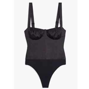 WeWoreWhat Black Satin Bodysuit